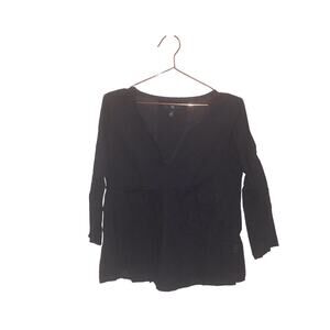Gap 3/4 sleeve blue v neck blouse size small